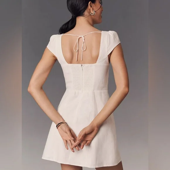 Reformation Loula Linen Mini Dress in White - Picture 4 of 10